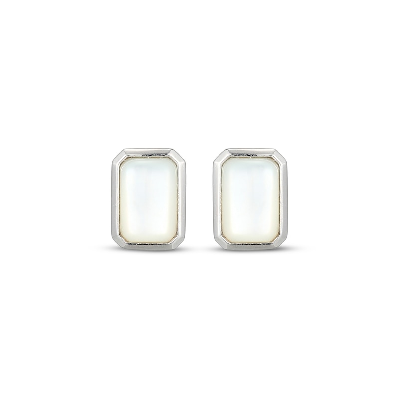 Main Image 2 of STUDIO BY KAY Emerald-Cut Mother-of-Pearl Stud Earrings Sterling Silver