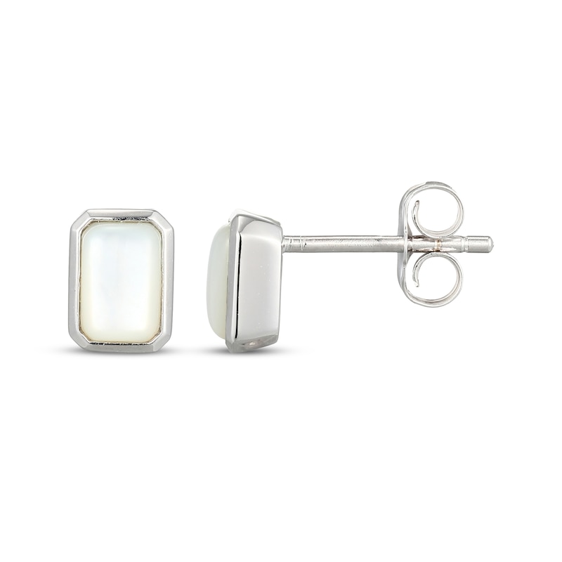 Main Image 3 of STUDIO BY KAY Emerald-Cut Mother-of-Pearl Stud Earrings Sterling Silver