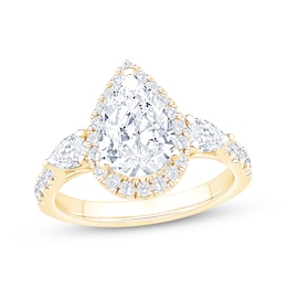 Now + Forever Lab-Grown Diamonds Pear-Shaped Halo Engagement Ring 2-1/3 ct tw 14K Yellow Gold