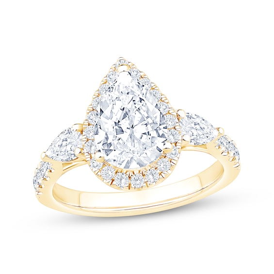 Now + Forever Lab-Grown Diamonds Pear-Shaped Halo Engagement Ring 2-1/3 ct tw 14K Yellow Gold