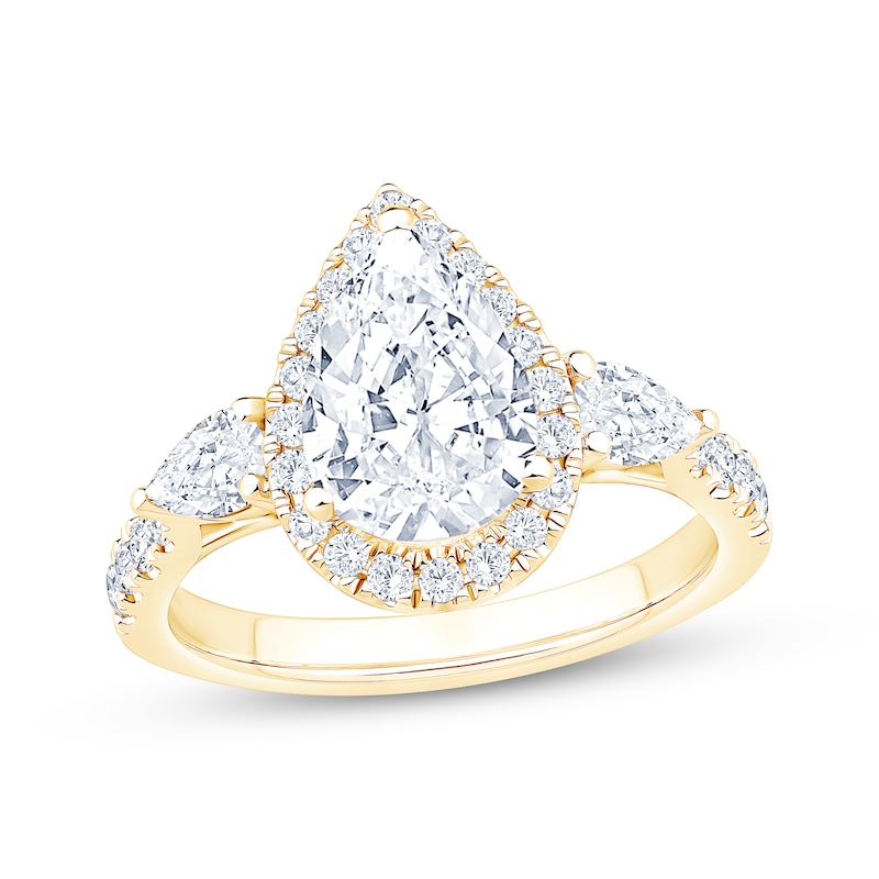 Main Image 1 of Now + Forever Lab-Grown Diamonds Pear-Shaped Halo Engagement Ring 2-1/3 ct tw 14K Yellow Gold