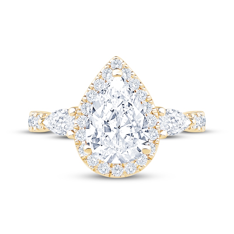 Main Image 3 of Now + Forever Lab-Grown Diamonds Pear-Shaped Halo Engagement Ring 2-1/3 ct tw 14K Yellow Gold