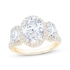 Thumbnail Image 1 of Memories Moments Magic Lab-Grown Diamond Oval-Cut Halo Three-Stone Engagement Ring 4-5/8 ct tw 14K Yellow Gold
