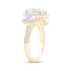 Thumbnail Image 2 of Memories Moments Magic Lab-Grown Diamond Oval-Cut Halo Three-Stone Engagement Ring 4-5/8 ct tw 14K Yellow Gold
