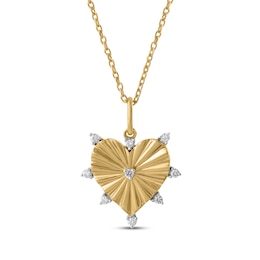 STUDIO BY KAY Lab-Grown Diamond Textured Heart Necklace 1/10 ct tw 24K Yellow Gold Vermeil Sterling Silver 18"