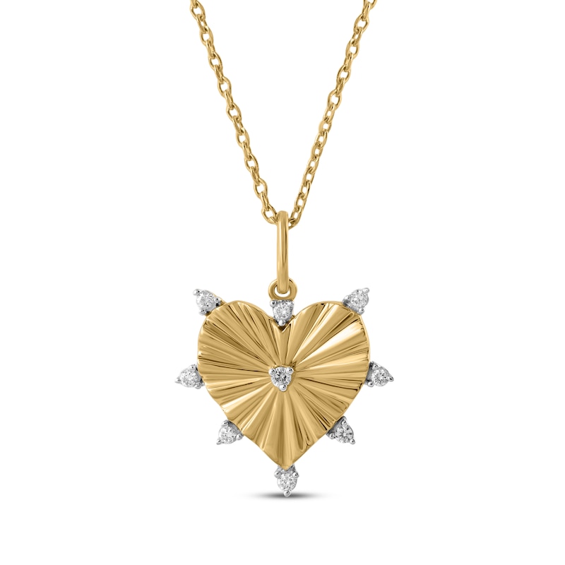 Main Image 1 of STUDIO BY KAY Lab-Grown Diamond Textured Heart Necklace 1/10 ct tw 24K Yellow Gold Vermeil Sterling Silver 18"