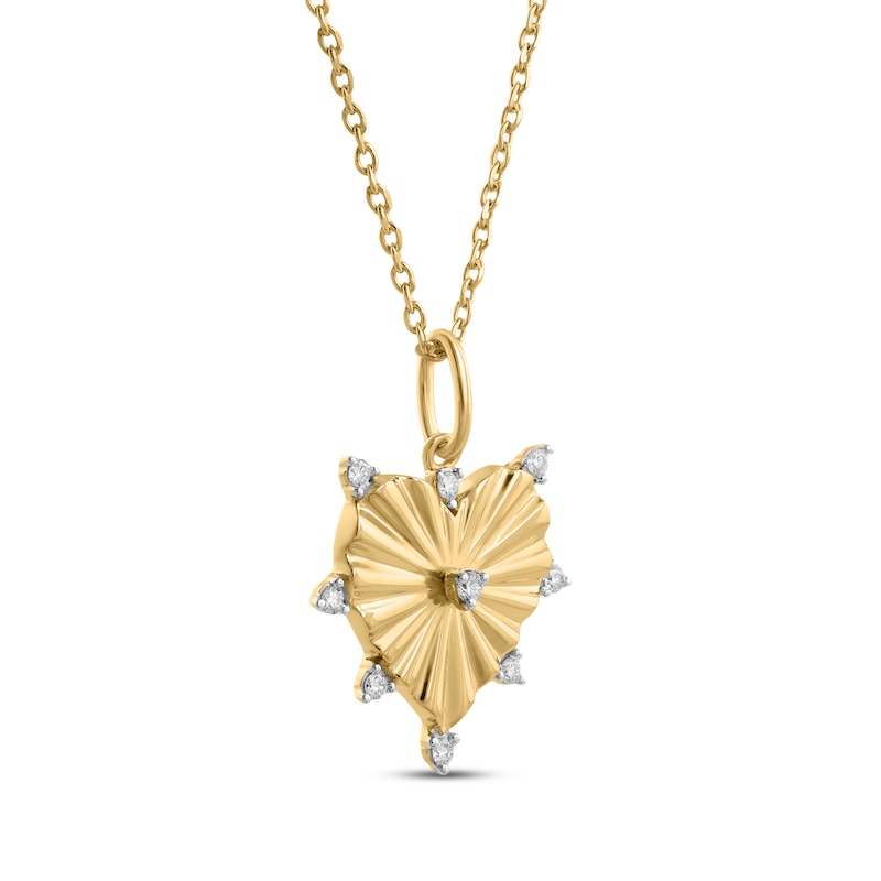 Main Image 2 of STUDIO BY KAY Lab-Grown Diamond Textured Heart Necklace 1/10 ct tw 24K Yellow Gold Vermeil Sterling Silver 18"
