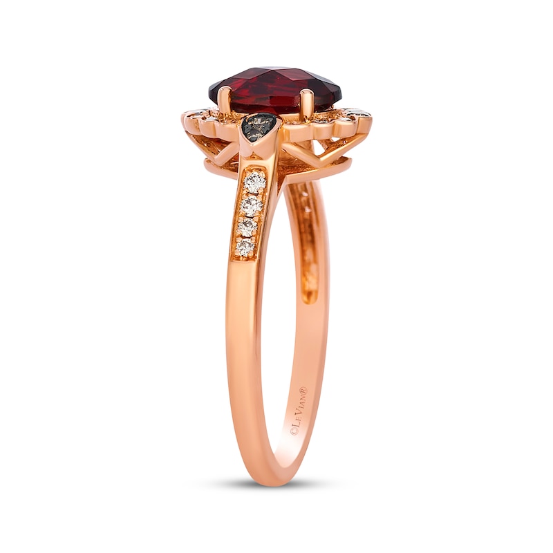 Main Image 2 of Le Vian Oval-Cut Garnet Ring 1/4 ct tw Diamonds 14K Strawberry Gold