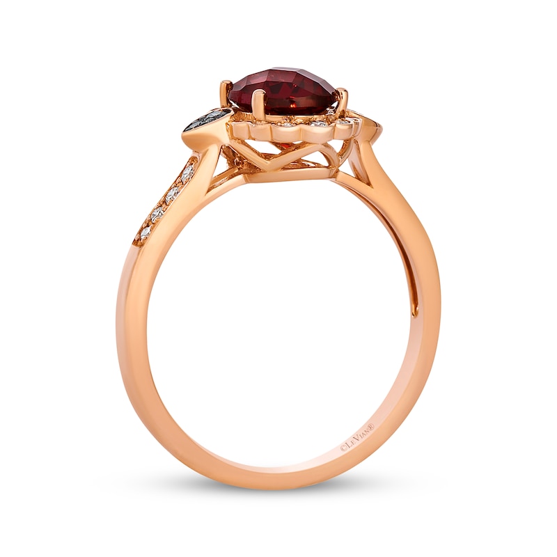 Main Image 3 of Le Vian Oval-Cut Garnet Ring 1/4 ct tw Diamonds 14K Strawberry Gold