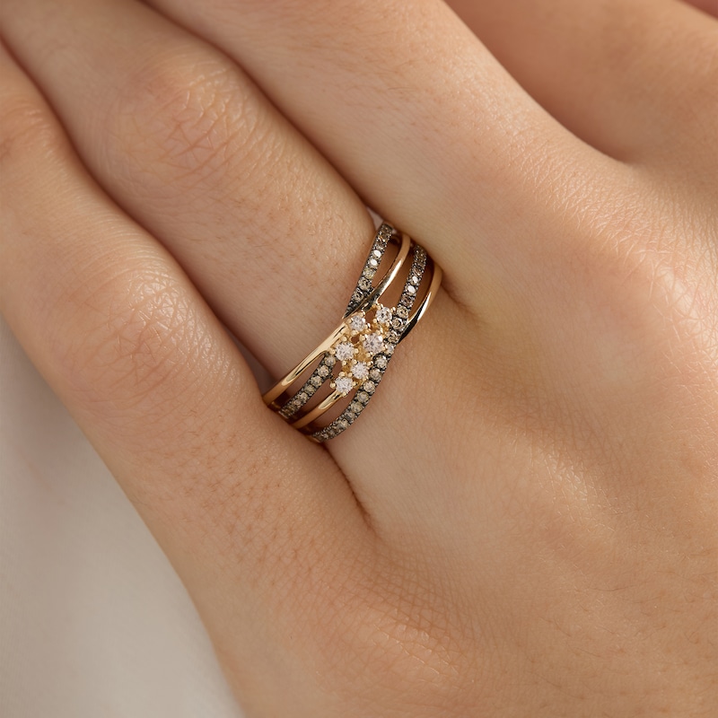 Main Image 5 of Le Vian Desert Diamonds Crossover Ring 1/3 ct tw 14K Honey Gold