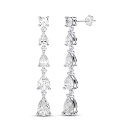 THE LEO Legacy Lab-Grown Diamond Round-Cut & Pear-Shaped Graduated Drop Earrings 2-3/4 ct tw 14K White Gold