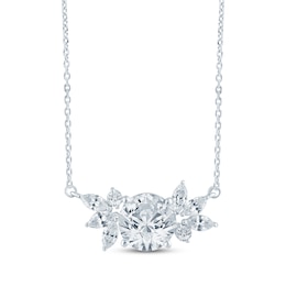 Monique Lhuillier Bliss Lab-Grown Diamond Cluster Necklace 2-1/2 ct tw Platinum-Plated Sterling Silver 17"