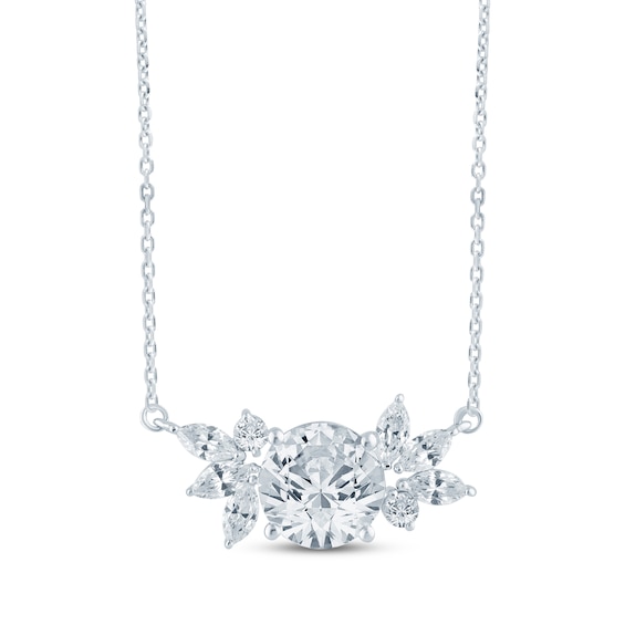Monique Lhuillier Bliss Lab-Grown Diamond Cluster Necklace 2-1/2 ct tw Platinum-Plated Sterling Silver 17"