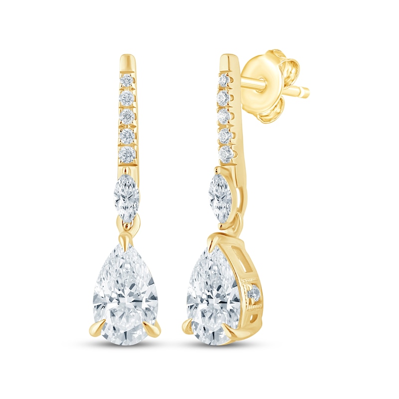 Main Image 1 of Monique Lhuillier Bliss Pear-Shaped Lab-Grown Diamond Drop Earrings 1-1/6 ct tw 24K Yellow Gold Vermeil Sterling Silver