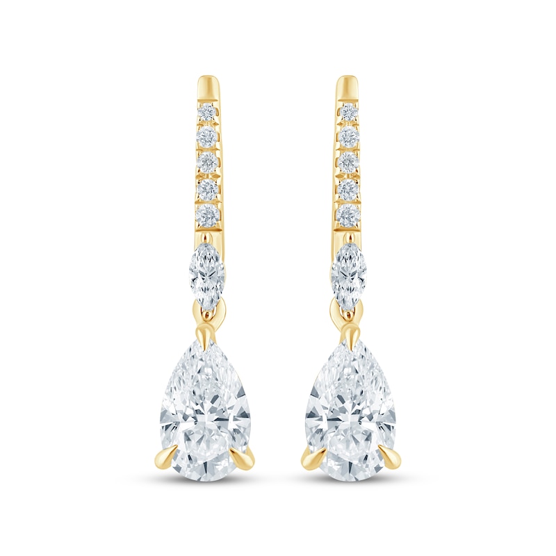 Main Image 2 of Monique Lhuillier Bliss Pear-Shaped Lab-Grown Diamond Drop Earrings 1-1/6 ct tw 24K Yellow Gold Vermeil Sterling Silver