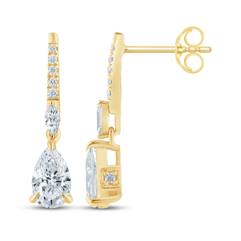 Main Image 3 of Monique Lhuillier Bliss Pear-Shaped Lab-Grown Diamond Drop Earrings 1-1/6 ct tw 24K Yellow Gold Vermeil Sterling Silver