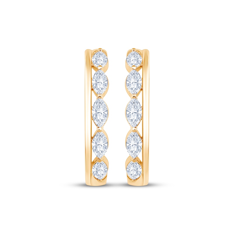 Main Image 2 of KAY Lab-Grown Diamonds Marquise-Cut Hoop Earrings 1 ct tw 10K Yellow Gold