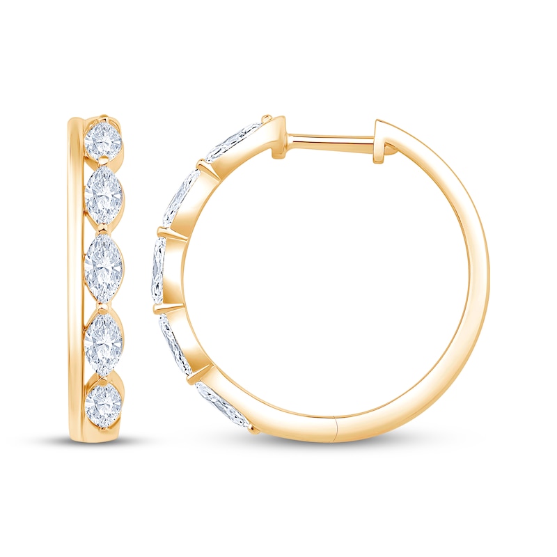 Main Image 3 of KAY Lab-Grown Diamonds Marquise-Cut Hoop Earrings 1 ct tw 10K Yellow Gold