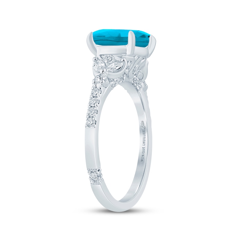 Main Image 2 of Monique Lhuillier Bliss Round-Cut Blue Lab-Grown Diamond & White Lab-Grown Diamond Engagement Ring 2-1/3 ct tw 18K White Gold