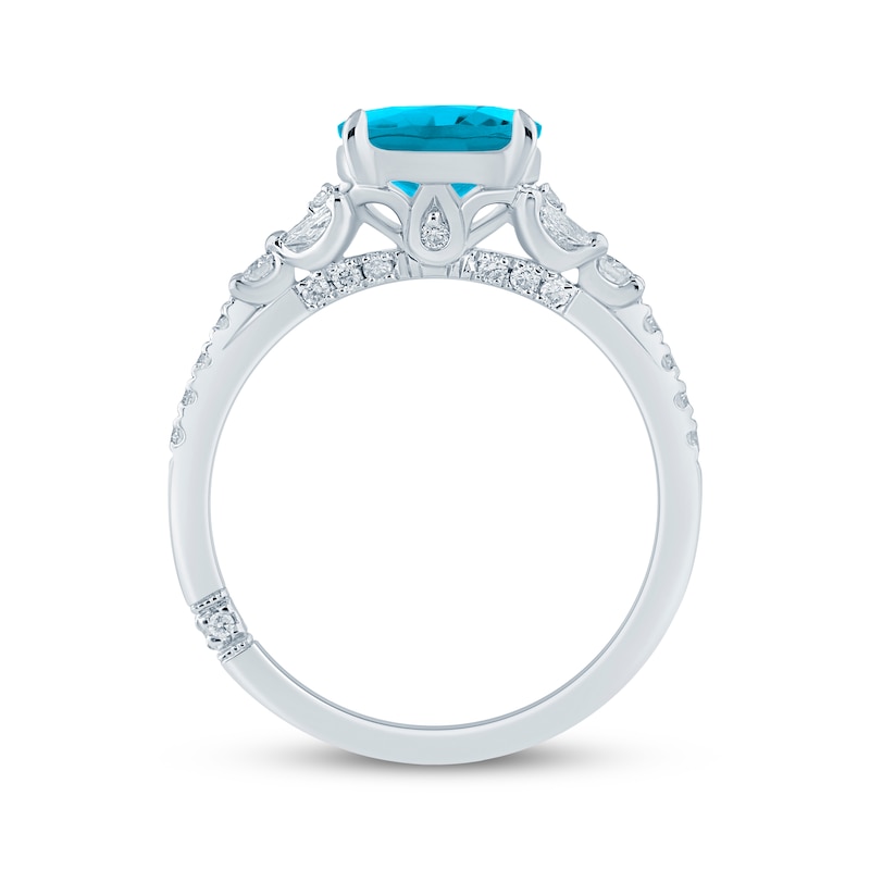 Main Image 3 of Monique Lhuillier Bliss Round-Cut Blue Lab-Grown Diamond & White Lab-Grown Diamond Engagement Ring 2-1/3 ct tw 18K White Gold