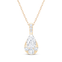 KAY Lab-Grown Diamonds Pear-Shaped Multi-Stone Teardrop Pendant Necklace 1 ct tw 10K Yellow Gold 18"
