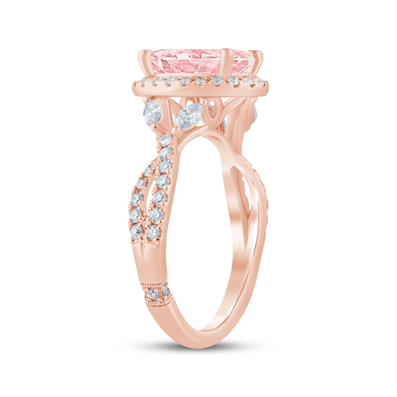 Main Image 2 of Monique Lhuillier Bliss Oval-Cut Pink Lab-Grown Diamond & White Lab-Grown Diamond Engagement Ring 2-1/2 ct tw 18K Rose Gold