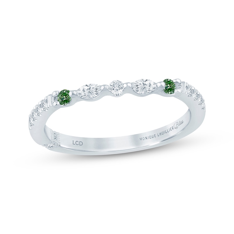 Main Image 1 of Monique Lhuillier Bliss White & Green Lab-Grown Diamond Anniversary Ring 1/4 ct tw 18K White Gold