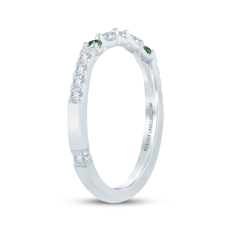 Main Image 2 of Monique Lhuillier Bliss White & Green Lab-Grown Diamond Anniversary Ring 1/4 ct tw 18K White Gold