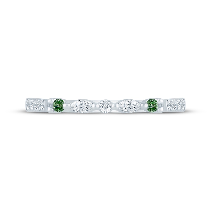 Main Image 4 of Monique Lhuillier Bliss White & Green Lab-Grown Diamond Anniversary Ring 1/4 ct tw 18K White Gold