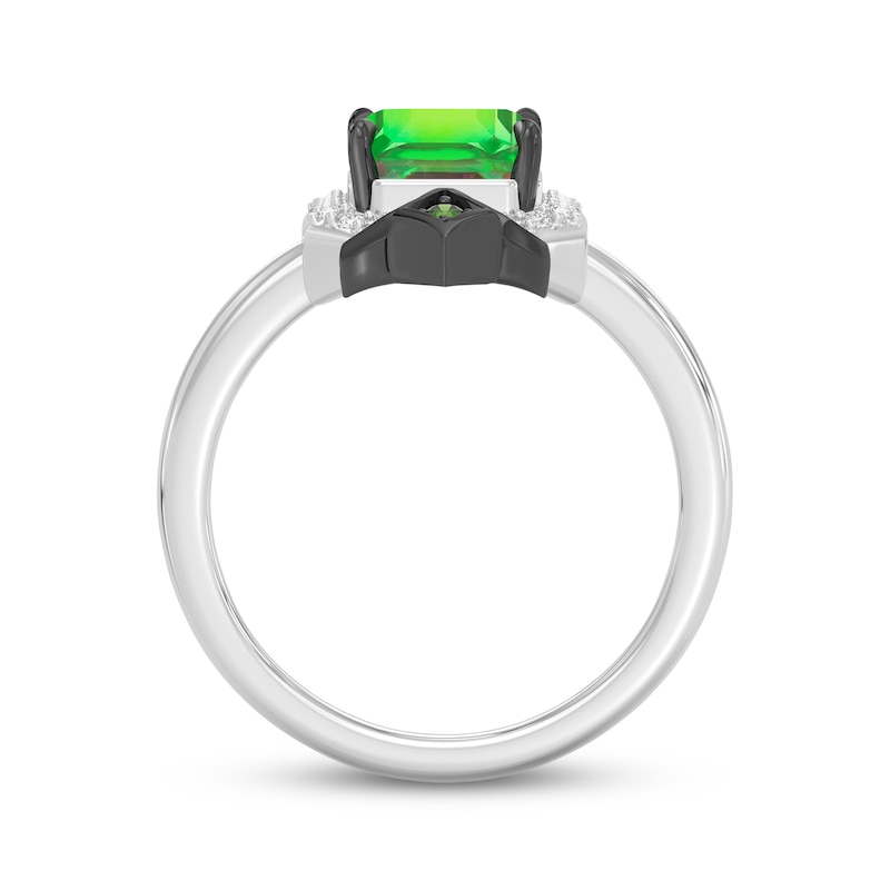 Main Image 3 of Wicked Octagon-Cut Watermelon Quartz, Green Tourmaline & Lab-Grown Diamond Ring 1/8 ct tw Sterling Silver & 18K Rose Gold Vermeil Plating