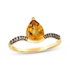 Thumbnail Image 1 of Le Vian Pear-Shaped Citrine Ring 1/6 ct tw Diamonds 14K Honey Gold