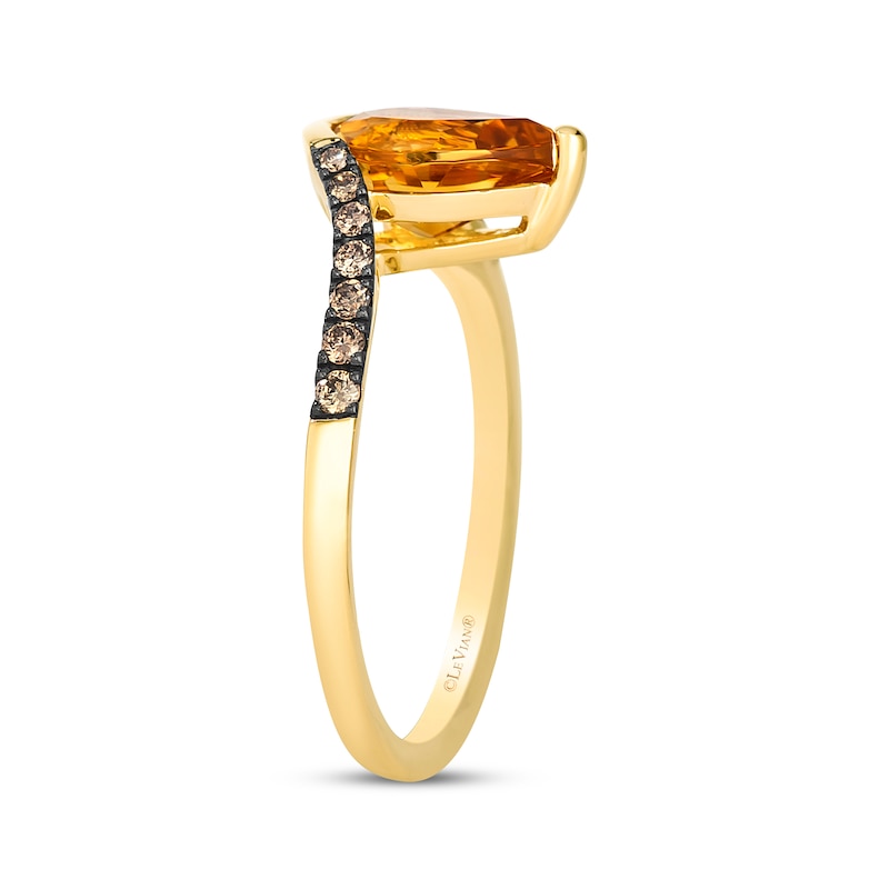 Main Image 2 of Le Vian Pear-Shaped Citrine Ring 1/6 ct tw Diamonds 14K Honey Gold