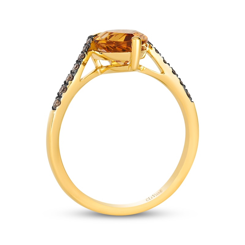 Main Image 3 of Le Vian Pear-Shaped Citrine Ring 1/6 ct tw Diamonds 14K Honey Gold