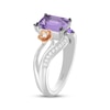 Thumbnail Image 2 of Wicked: For Good Octagon-Cut Amethyst & Lab-Grown Diamond Flower Ring 1/10 ct tw Sterling Silver & 10K Rose Gold