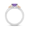 Thumbnail Image 3 of Wicked: For Good Octagon-Cut Amethyst & Lab-Grown Diamond Flower Ring 1/10 ct tw Sterling Silver & 10K Rose Gold