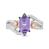 Thumbnail Image 4 of Wicked: For Good Octagon-Cut Amethyst & Lab-Grown Diamond Flower Ring 1/10 ct tw Sterling Silver & 10K Rose Gold