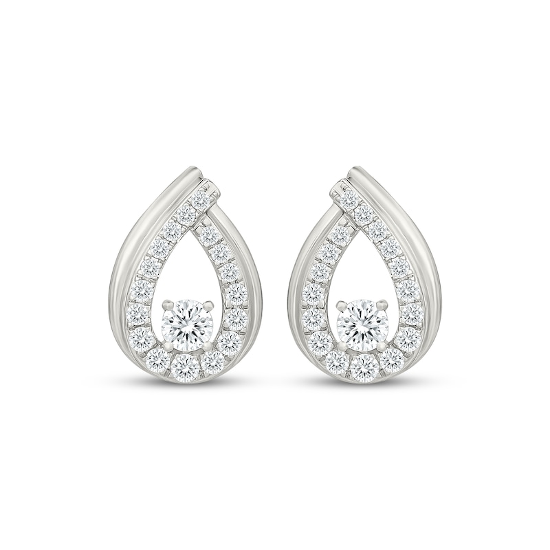 Main Image 2 of KAY Lab-Grown Diamonds Graduated Teardrop Frame Stud Earrings 1/20 ct tw Sterling Silver