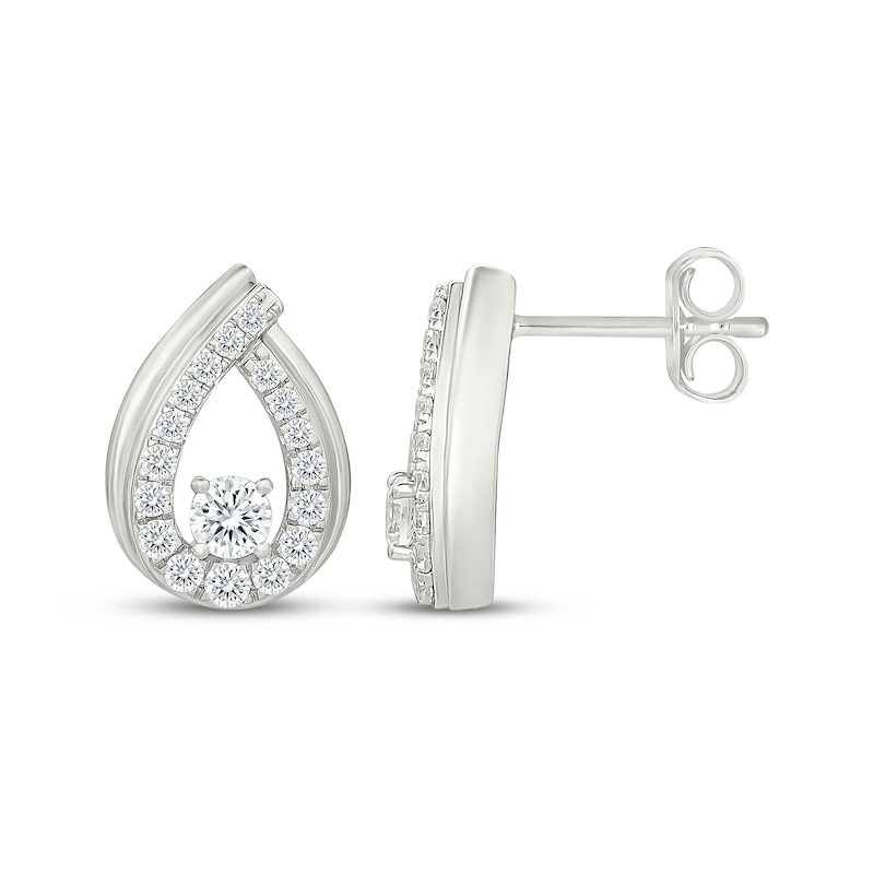 Main Image 3 of KAY Lab-Grown Diamonds Graduated Teardrop Frame Stud Earrings 1/20 ct tw Sterling Silver