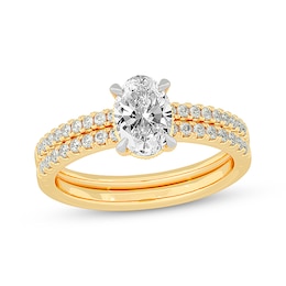 Now + Forever Lab-Grown Diamonds Oval-Cut Bridal Set 1-3/8 ct tw 14K Yellow Gold