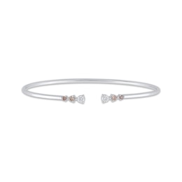 Desert Diamonds Graduated Three-Stone Cuff Bangle Bracelet 3/8 ct tw Sterling Silver