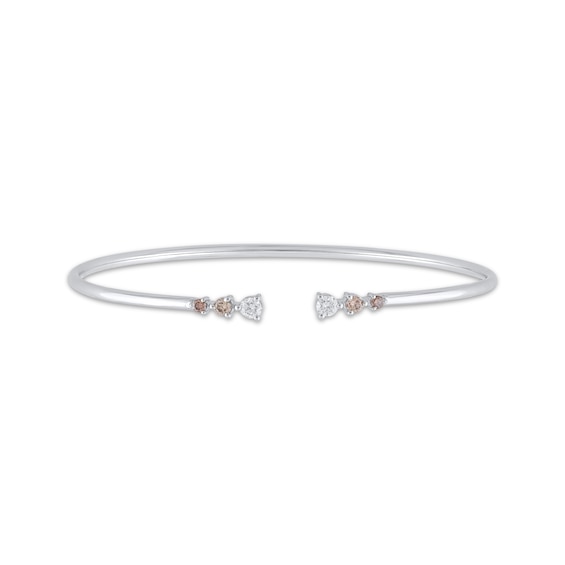 Desert Diamonds Graduated Three-Stone Cuff Bangle Bracelet 3/8 ct tw Sterling Silver