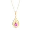 Thumbnail Image 1 of STUDIO BY KAY Pear-Shaped Pink Lab-Created Sapphire Bezel-Set Teardrop Necklace 24K Yellow Gold Vermeil Sterling Silver 18"