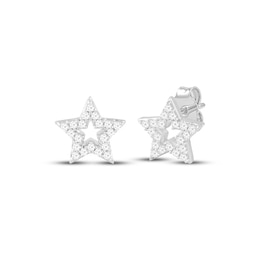 Diamond Star Stud Earrings 1/10 ct tw Sterling Silver