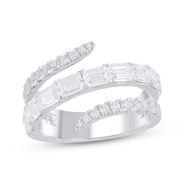 THE LEO Legacy Lab-Grown Diamond Round & Emerald-Cut Bypass Wrap Ring 2 ct tw 14K White Gold