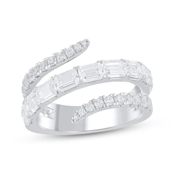 THE LEO Legacy Lab-Grown Diamond Round & Emerald-Cut Bypass Wrap Ring 2 ct tw 14K White Gold