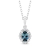 Thumbnail Image 1 of American Blue Sapphire & Diamond Halo Necklace 1/15 ct tw Sterling Silver 18"