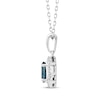 Thumbnail Image 3 of American Blue Sapphire & Diamond Halo Necklace 1/15 ct tw Sterling Silver 18"