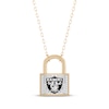 Thumbnail Image 1 of True Fans Las Vegas Raiders 1/10ct tw Diamond Lock Necklace 24K Yellow Gold Vermeil Sterling Silver
