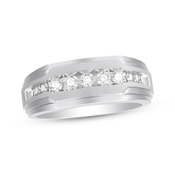 Now + Forever Men's Diamond Wedding Band 1/2 ct tw 10K White Gold