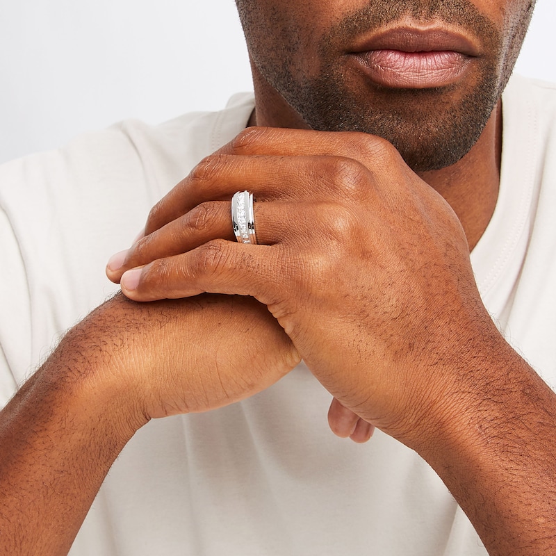 Main Image 4 of Now + Forever Men's Diamond Wedding Band 1/2 ct tw 10K White Gold